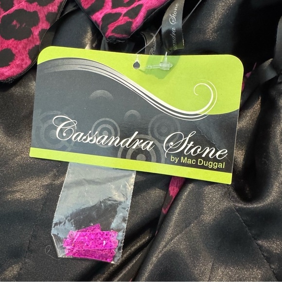 Cassandra Stone by Mac Duggal One-Shoulder Gown 2 Fuchsia Leopard Print Beaded - Picture 16 of 16